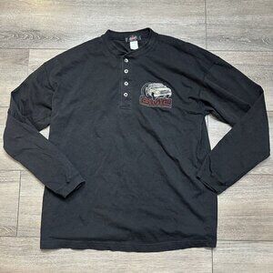 Choko Motorsports GMC  4 Button Henley Long Sleeve Shirt Size Small Cotton Black